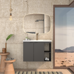 Imagen de Mueble de baño suspendido Aster negro 80cm con bacha de resina