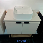 Imagen de Mueble de baño suspendido Salvia negro 60 cm con bacha de resina y tapa