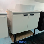 Imagen de Mueble de baño suspendido Salvia negro 60 cm con bacha de resina y tapa