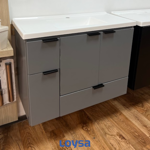 Imagen de Mueble de baño suspendido Orquidea negro 80 cm con bacha de resina