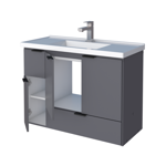 Imagen de Mueble de baño suspendido Orquidea gris 80 cm con bacha de resina