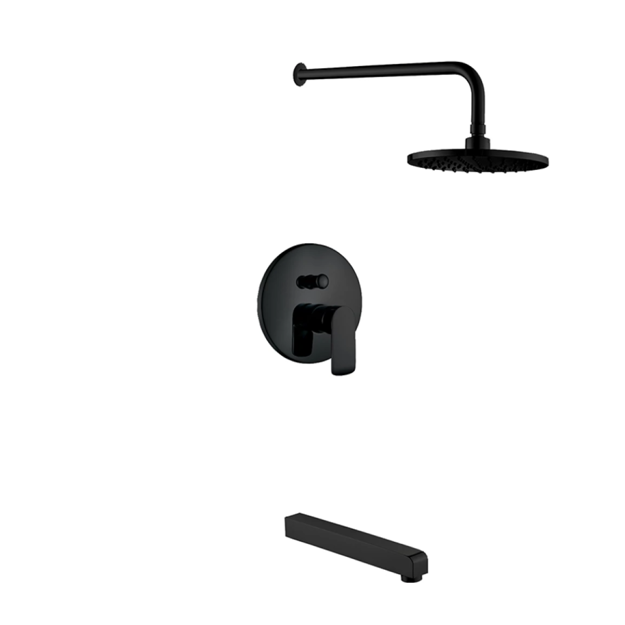 Imagen de Grifería de Ducha Monocomando embutida con transferencia Alassio Negro Mate