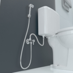 Imagen de Kit ducha  Higiénica con desviador y flex. inox Blukit