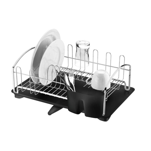 Imagen de ESCURREPLATOS CROMO CON BANDEJA NEGRA