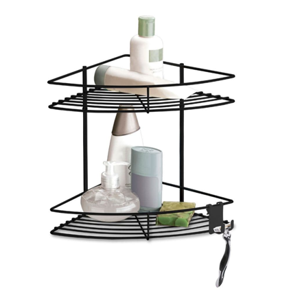 Imagen de ESQUINERO DOBLE CON GANCHOS NEGRO MATE