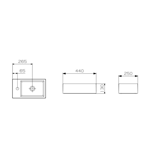 Imagen de Bacha de apoyo rectangular 44x25 cm c/mesa Blanca Brillante Celite