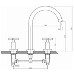 Imagen de Griferia de lavatorio Bimando de mesada Kiev Cromado Brillante