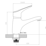 Imagen de Grifería de lavatorio Monocomando de mesada Balder Cromado