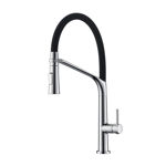 Imagen de Grifería de cocina Monocomando de mesada Gourmet cromado con Pico Flexible Alto negro