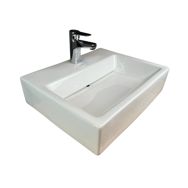 Imagen de Bacha de apoyo rectangular 57x46 cm c/mesa blanca Dmc