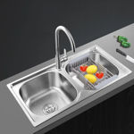 Imagen de Pileta doble cocina acero inox. 201 Con Valvulas