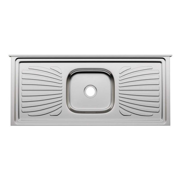 Imagen de Mesada con pileta acero inox 120cm concreto, pileta con valvula