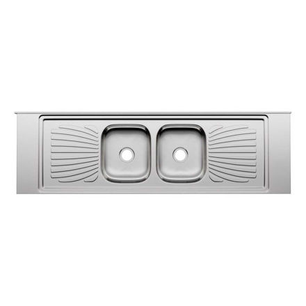 Imagen de Mesada con pileta doble acero inox 200cm concreto