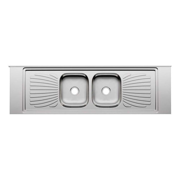 Imagen de Mesada con pileta doble acero inox 200cm concreto