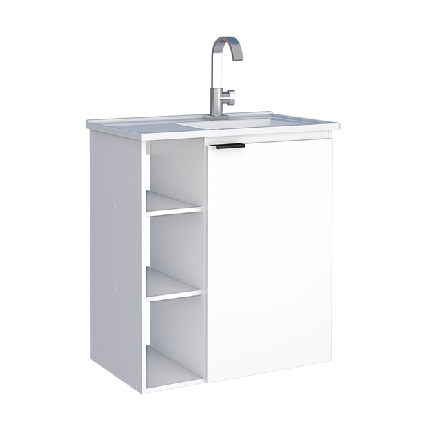 Imagen de Mueble de baño suspendido  Hortensia Blanco 62 cm con bacha de resina