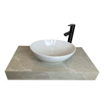 Imagen de Mueble de baño suspendido en porcelanato Peri Beige Pulido 80 cm sin bacha