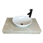 Imagen de Mueble de baño suspendido en porcelanato Peri Beige Pulido 80 cm sin bacha