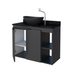 Imagen de Mueble de baño suspendido Aster Negro 80 cm mesada granito sin bacha