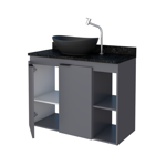 Imagen de Mueble de baño suspendido Aster Gris 80 cm mesada granito sin bacha