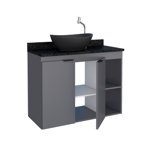 Imagen de Mueble de baño suspendido Aster Gris 80 cm mesada granito sin bacha