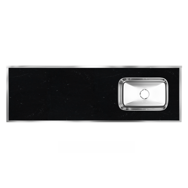 Imagen de Mesada c/pileta inox 160cm Negra Derecha Forminox