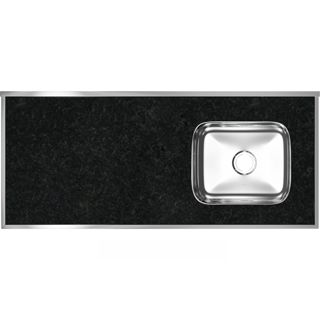 Imagen de Mesada c/pileta inox 120cm Negra Derecha Forminox