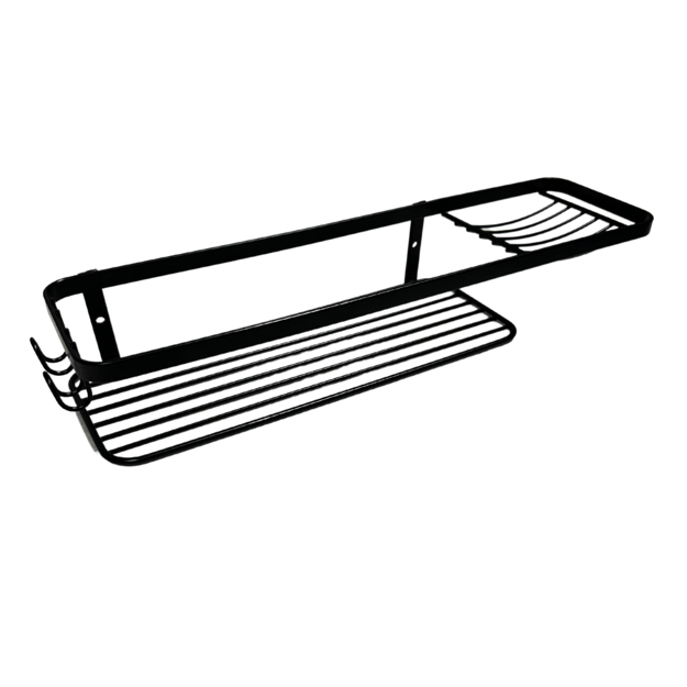 Imagen de ORGANIZADOR DE BAÑO DE PARED NEGRO MATE