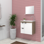 Imagen de Mueble de baño suspendido Margarita Blanco 60 cm con bacha de resina