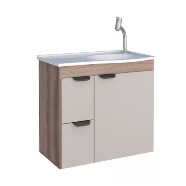 Imagen de Mueble de baño suspendido Margarita Beige 60 cm con bacha de resina