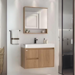 Imagen de Mueble De Baño Suspendido Nicole 78 Cm Mesada y bacha embutida en resina natural