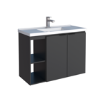 Imagen de Mueble de baño suspendido Aster negro 80cm con bacha de resina