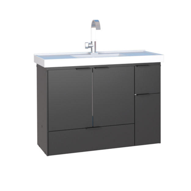 Imagen de Mueble de baño suspendido Orquidea negro 80 cm con bacha de resina