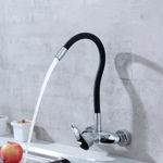 Imagen de Grifería de cocina Monocomando de pared Capri Cromado con Pico flexible Negro