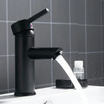 Imagen de Grifería de lavatorio Monocomando de mesada Milano Negro Mate