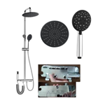 Imagen de Barral de ducha cromado con botones y ducha higiénica GC