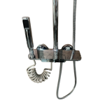 Imagen de Barral de ducha cromado con botones y ducha higiénica GC