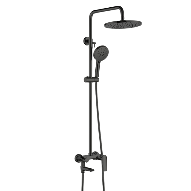 Imagen de Barral de ducha Monocomando exterior con Transferencia Chronos negro mate