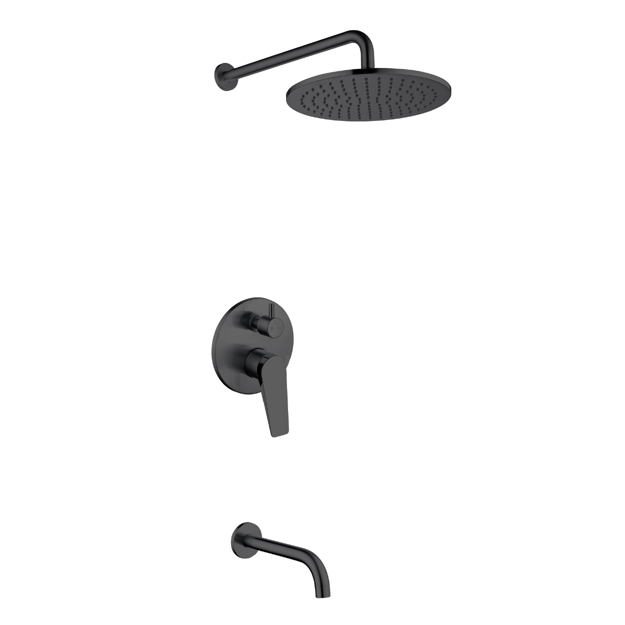 Imagen de Grifería de ducha Monocomando embutida con Transferencia Chronos negro mate