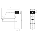 Imagen de Grifería de lavatorio Monocomando bajo de mesada grafito volante labrado