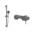 Imagen de Monocomando de ducha grafito con barra teléfono y flexible