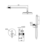 Imagen de Grifería de ducha Monocomando de embutir con transferencia Fasano Negro Mate