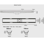 Imagen de Receptaculo tapa acero inoxidable 50cm salida central Versatile