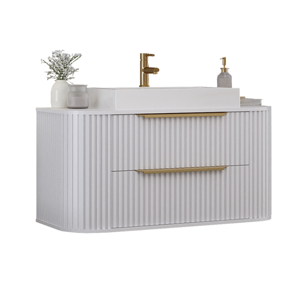 Imagen de Mueble de baño Suspendido Alice Blanco 100 cm con Bacha de Loza