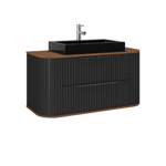 Imagen de Mueble de baño Suspendido  Alice Negro 100cm  con Bacha de Loza