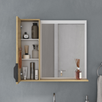 Imagen de Mueble de baño de pie Crystal Roble 72 cm con Bacha de resina y espejo con botiquín