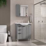 Imagen de Mueble de baño de Pie Crystal Etna 72 cm con Bacha de resina y espejo con botiquín