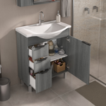 Imagen de Mueble de baño de Pie Crystal Etna 72 cm con Bacha de resina y espejo con botiquín