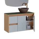 Imagen de Mueble de baño suspendido Sakura Beige 90 cm sin bacha