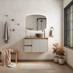 Imagen de Mueble de baño suspendido Sakura Beige 90 cm sin bacha