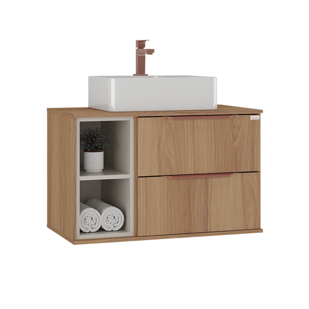 Imagen de Mueble de baño suspendido Livia catedral 78cm con Bacha de Loza